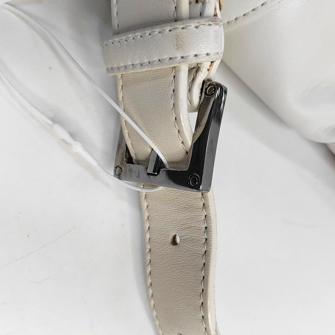 LOEWE White Leather Single Shoulder Bag Handbag Silver Hardware Removable shoulder strap-(SKU)-957821052