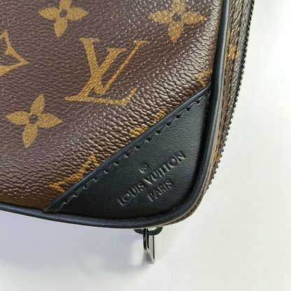 LOUIS VUITTON UTILITY SIDE Brown Coated Canvas Monogram Vernis Camera Bag Fanny Pack Crossbody Bag Shoulder Bag Adjustable Strap Black Hardware 2 Removable Shoulder Straps-(SKU)-945801614