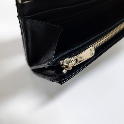 DIOR Lady Dior Black patent leather cannage quilted wallet Silver Hardware-(SKU)-959523317