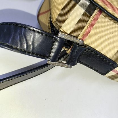 BURBERRY Brown Coated Canvas Shoulder Bag Silver Hardware-(SKU)-959823935