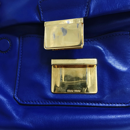Miu Miu Blue cowhide crossbody, handbag, shoulder bag Golden hardware Removable shoulder strap-(SKU)-947569134
