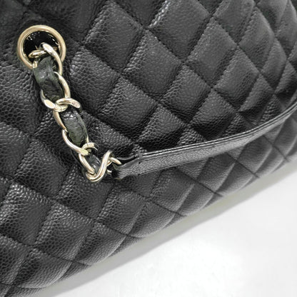 CHANEL JUST MADEMOISELLE Black Calfskin Quilted Monogram Shoulder Bag Tote Bag Silver Hardware 15 Clasp-(SKU)-965696016