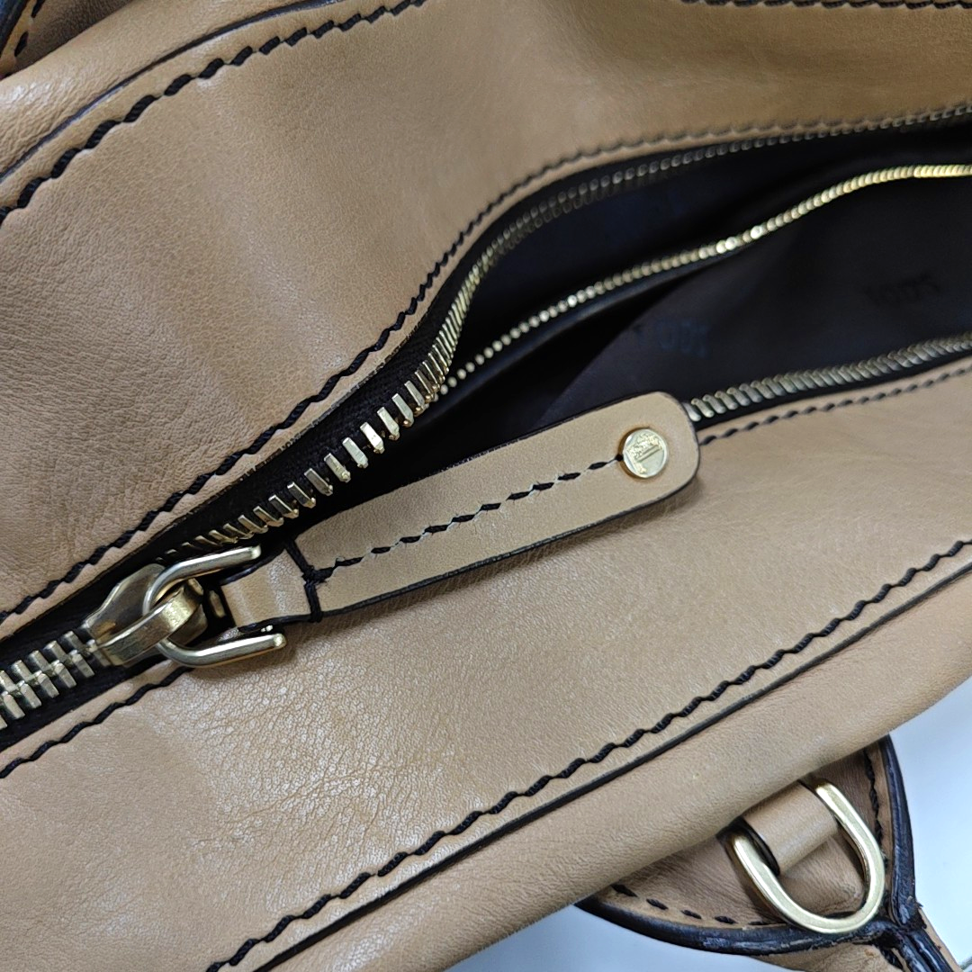 TOD'S D-Styling Large size Brown Cowhide Single Shoulder Bag Tote Golden hardware Removable shoulder strap-(SKU)-938135520