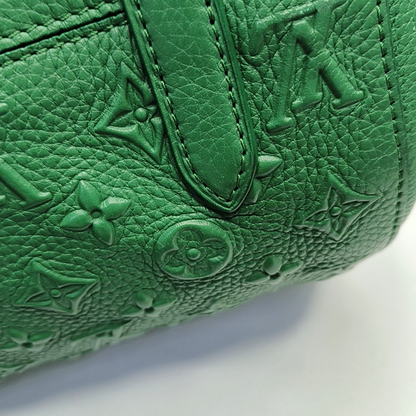 LOUIS VUITTON NEO PAPILLON Green leather monogram embossed Boston bag shoulder bag handbag crossbody bag with silver hardware and removable shoulder strap-(SKU)-950486296