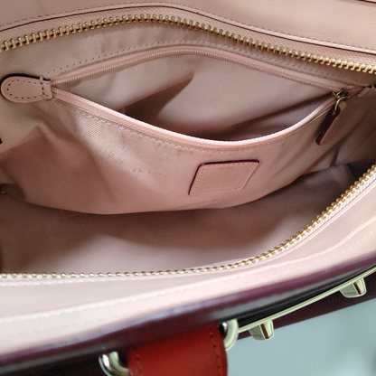 COACH SWAGGER Maroon Cowhide Single Shoulder Bag Handbag Golden hardware Removable shoulder strap-(SKU)-934444817