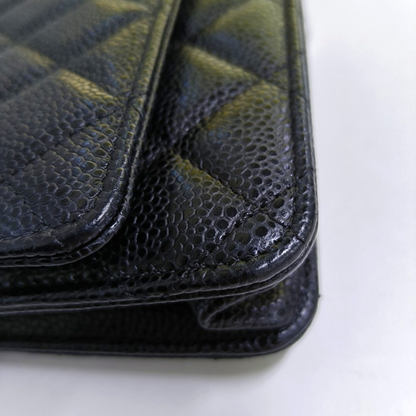 CHANEL WOC Black Caviar Leather Quilted Single Shoulder Bag with Gold Hardware-(SKU)-961837744