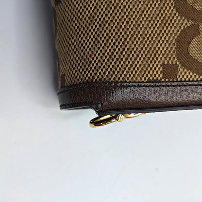 GUCCI Horsebit 1955 Mini Khaki Canvas Monogram Interlocking G Buckle Crossbody Shoulder Bag 2 Removable Straps Gold Hardware-(SKU)-968968428