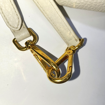PRADA Tote bag White Cowhide Single Shoulder Handbag Crossbody Bag Golden hardware Removable shoulder strap-(SKU)-942033423