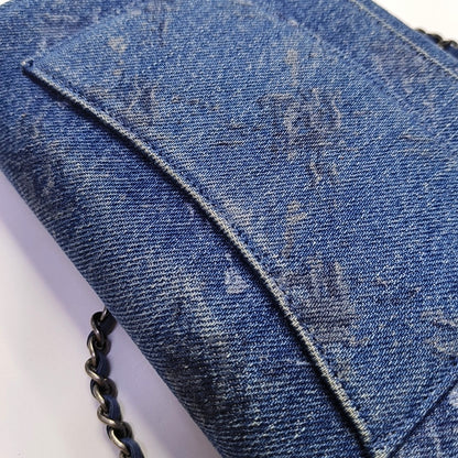 CHANEL WOC Mini Blue Denim Quilted Shoulder Bag with Detachable Strap, Silver Hardware, 28 Compartments-(SKU)-969867526