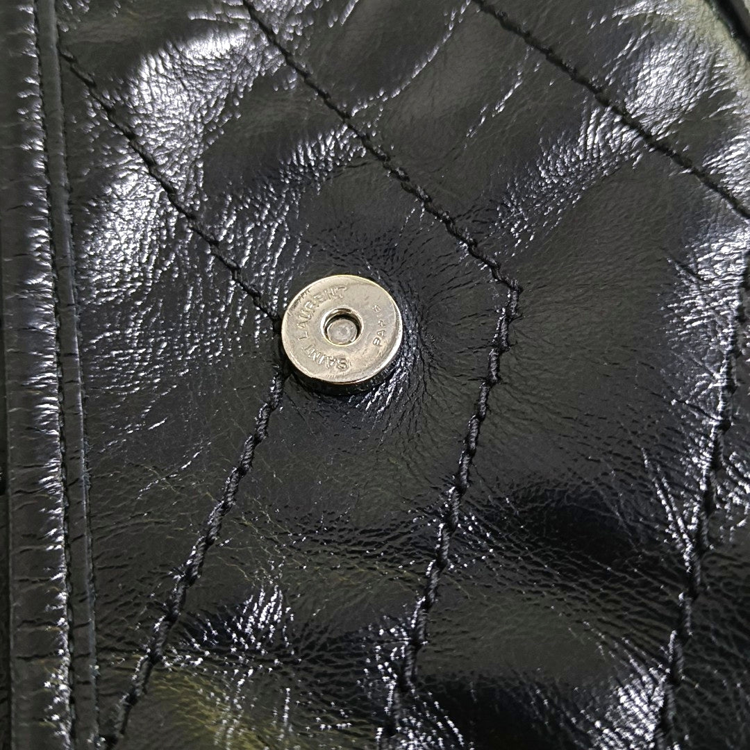 YSL NIKI Small Black Calfskin Quilted V-Shape Crossbody and Single Shoulder Bag with Black Ruthenium Hardware-(SKU)-969924683