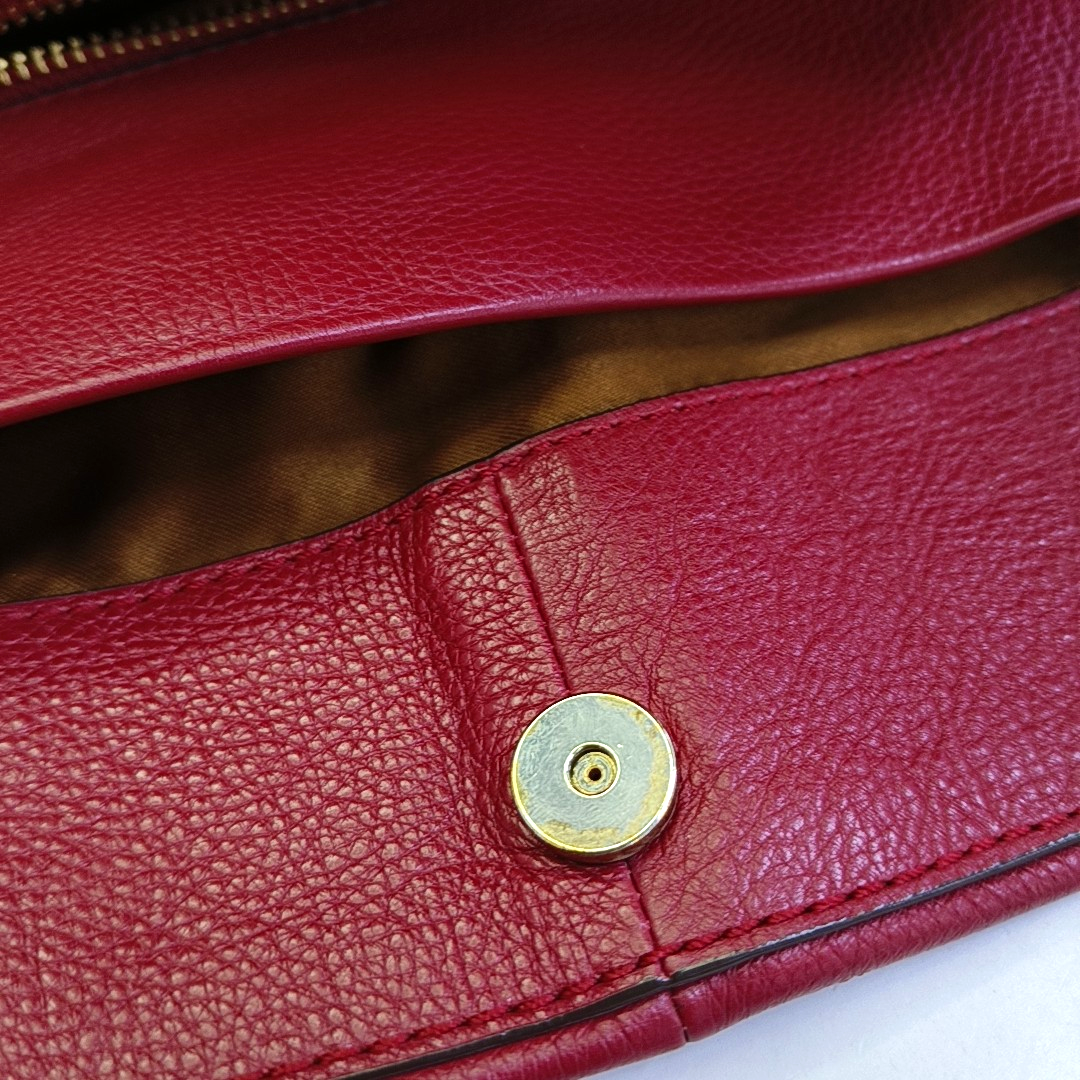 COACH PHOEBE MADISON Red Cowhide Handbag Shoulder Bag Golden hardware-(SKU)-943925005