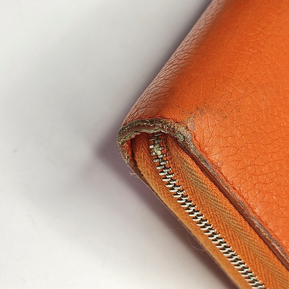 CELINE Orange Cowhide Wallet Silver Hardware-(SKU)-957043236