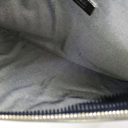 FENDI Black牛皮双F刺绣手拿包 Silver Hardware-(SKU)-941590561