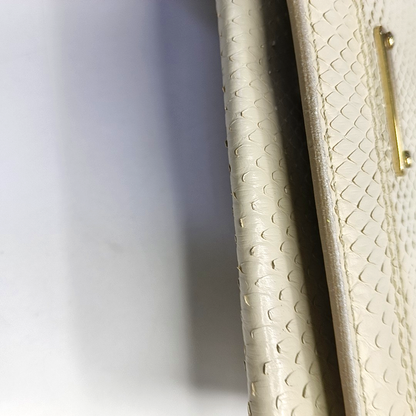 BURBERRY White snake skin wallet Golden hardware-(SKU)-935689724