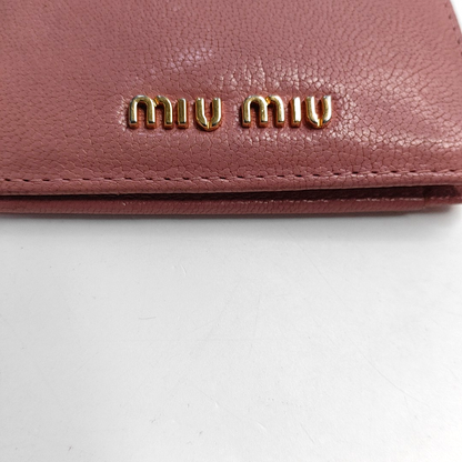 Miu Miu Nude Pink Leather Card Case Golden hardware-(SKU)-952226912