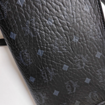 MCM Black coated canvas old flower printed crossbody bag, single shoulder bag Golden hardware Removable shoulder strap-(SKU)-951869892
