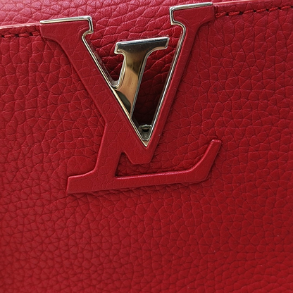 LOUIS VUITTON CAPUCINES Medium Red Leather Diagonal Shoulder Bag with Detachable Strap-(SKU)-958635265