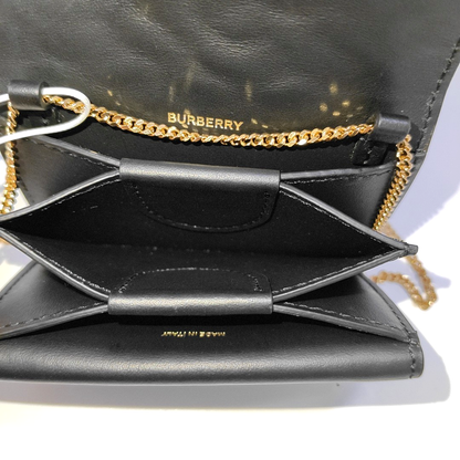 BURBERRY Black牛皮浮雕TBShoulder Bag Golden hardware Removable shoulder strap-(SKU)-953270143