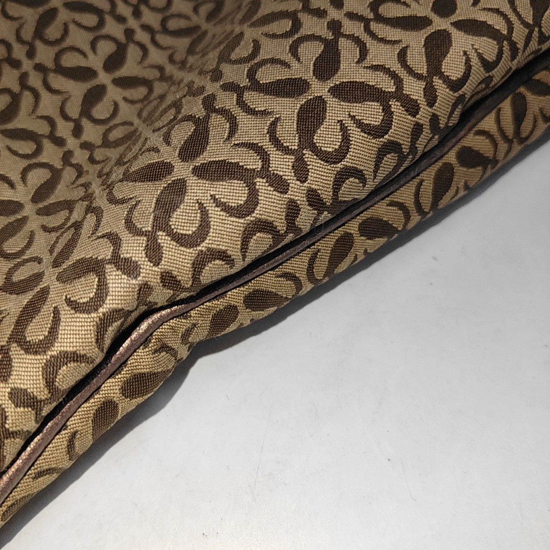 LOEWE Khaki Canvas Monogram Jacquard Single Shoulder Bag Golden hardware-(SKU)-14484696