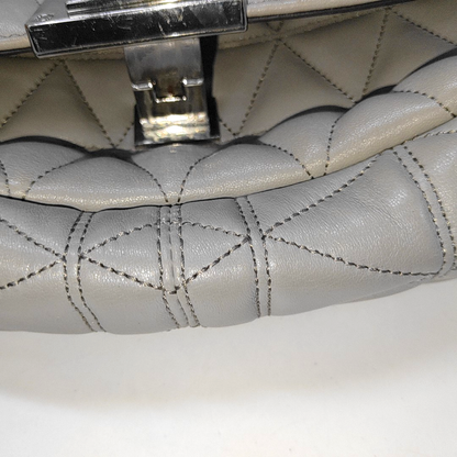 MICHAEL KORS Medium size Gray Cowhide Quilted Single Shoulder Bag Crossbody Silver Hardware-(SKU)-14349327