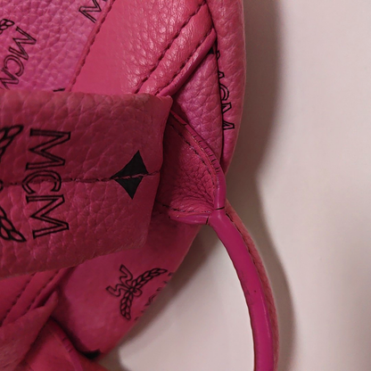 MCM STARK  Small size Pink Coated Canvas Studs Double Shoulder Bag Golden hardware-(SKU)-940254240