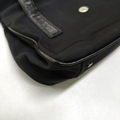 FERRAGAMO Black Fabric Single Shoulder Bag Handbag Silver Hardware-(SKU)-951936127