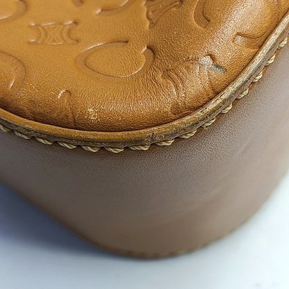 CELINE Caramel Cowhide Triumph Monogrammed Single Shoulder Bag Handbag Golden hardware-(SKU)-950054441