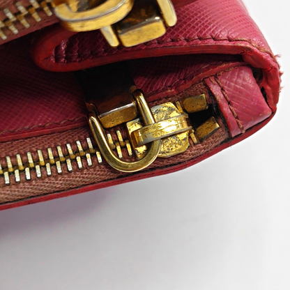 PRADA Galleria Extra Large Pink Cow Leather Logo Crosshatch Killer Bag Handbag Shoulder Bag Crossbody Golden hardware-(SKU)-946380877