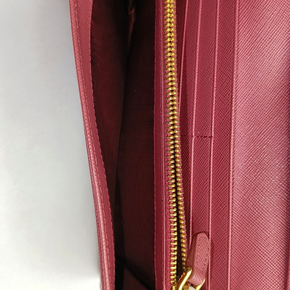 PRADA Pink cowhide cross-grain wallet Golden hardware-(SKU)-955720758
