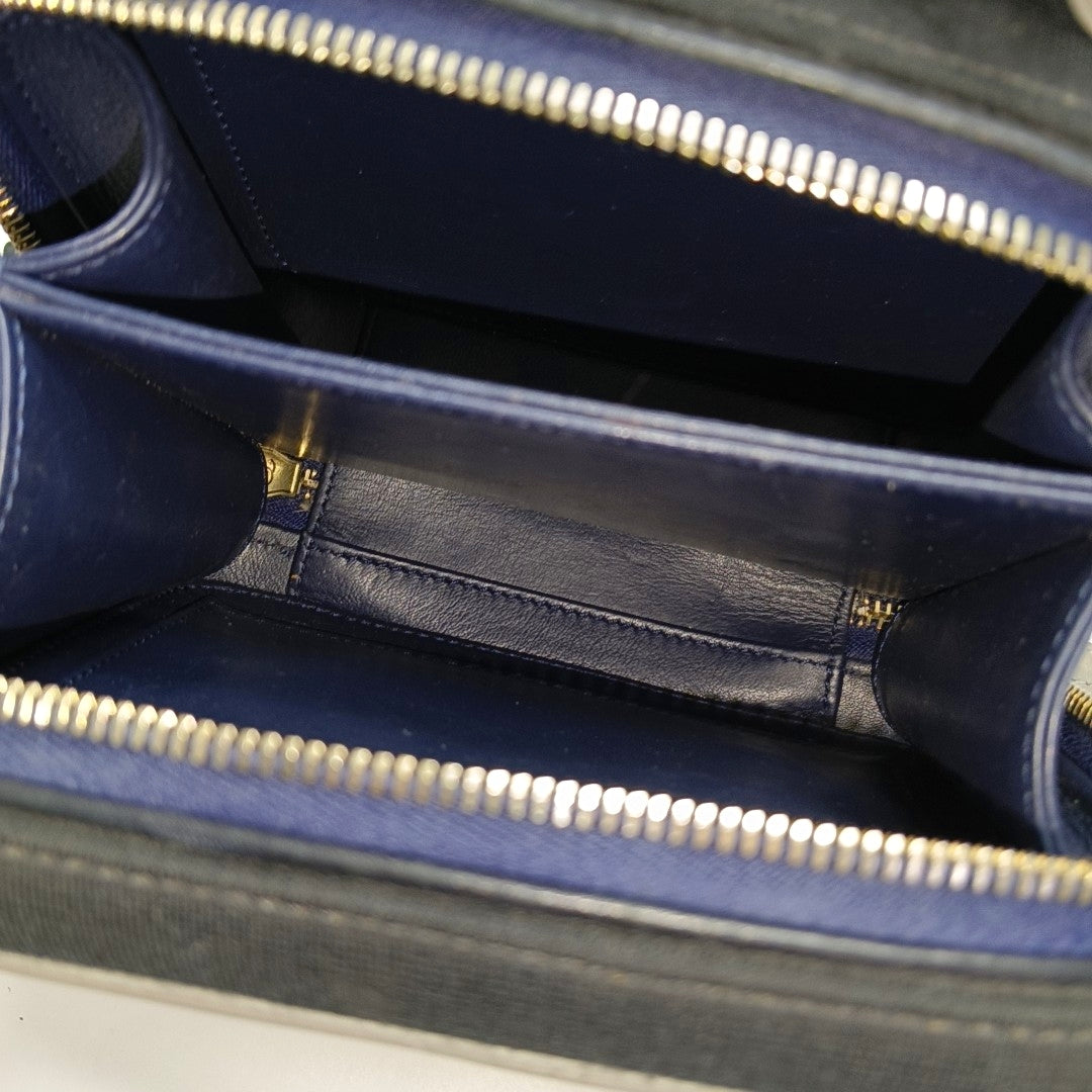 CHANEL FILIGREE Small Deep Blue Fabric Cannage Crossbody Single Shoulder Bag with Gold Hardware, 28 Clasp-(SKU)-971345916