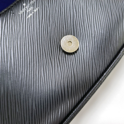 LOUIS VUITTON BUCI Black EPI Calfskin Water Ripple Pattern Single Shoulder Bag Crossbody Handbag Silver Hardware Removable Shoulder Strap Complete Accessories-(SKU)-964733197