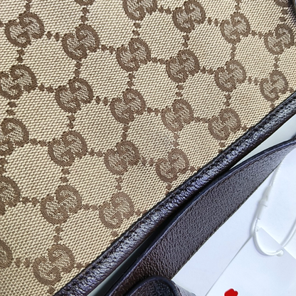GUCCI Tote bag Khaki Canvas Monogram Single Shoulder Bag Crossbody Bag Golden hardware-(SKU)-939908309