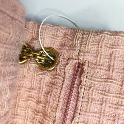 CHANEL 2.55 Small Light Pink Fabric Quilted Chain Shoulder Bag Crossbody Bag with Gold Hardware 23 Clasp-(SKU)-960446788