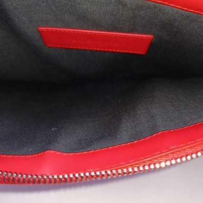 BALENCIAGA Red Cowhide Relief Clutch Bag Silver Hardware-(SKU)-945646608