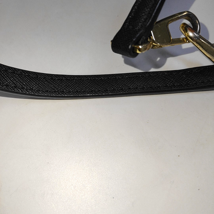 TORY BURCH York Black Leather Embossed Crossbody Single Shoulder Bag Golden hardware Removable shoulder strap-(SKU)-14436887