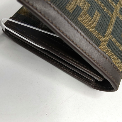 FENDI 棕色帆布双F钱包-(SKU)-952489575