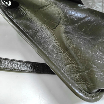 YSL NIKI Medium Grey Calfskin V-Shape Pleated Single Shoulder Bag and Crossbody with Silver Grey Hardware-(SKU)-969271602
