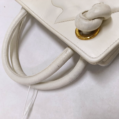 FERRAGAMO White Leather Embossed Tote Bag Golden hardware-(SKU)-951805301