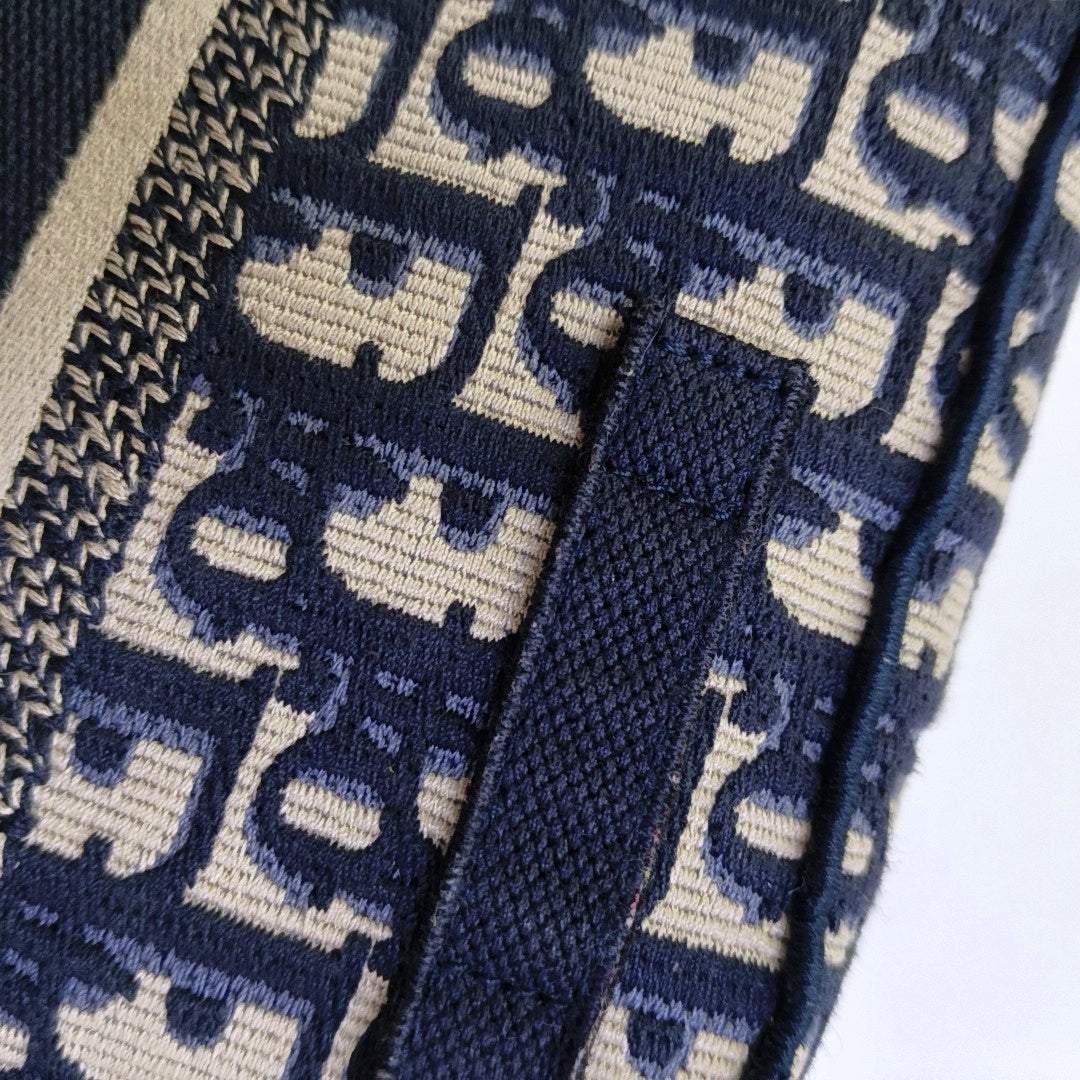DIOR Diorcamp small size deep blue canvas with Monogram embossed pattern shoulder bag, crossbody bag, handbag with gold hardware and detachable strap-(SKU)-968753549