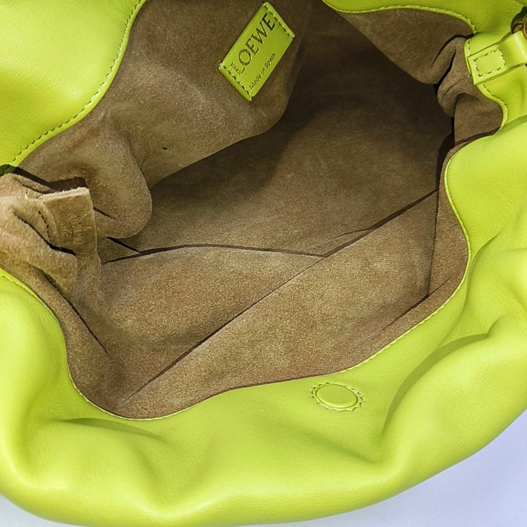 LOEWE Flamenco Purse Green Lamb Skin Crossbody Shoulder Bag Handbag Gold Hardware 2 Removable Straps-(SKU)-960343702