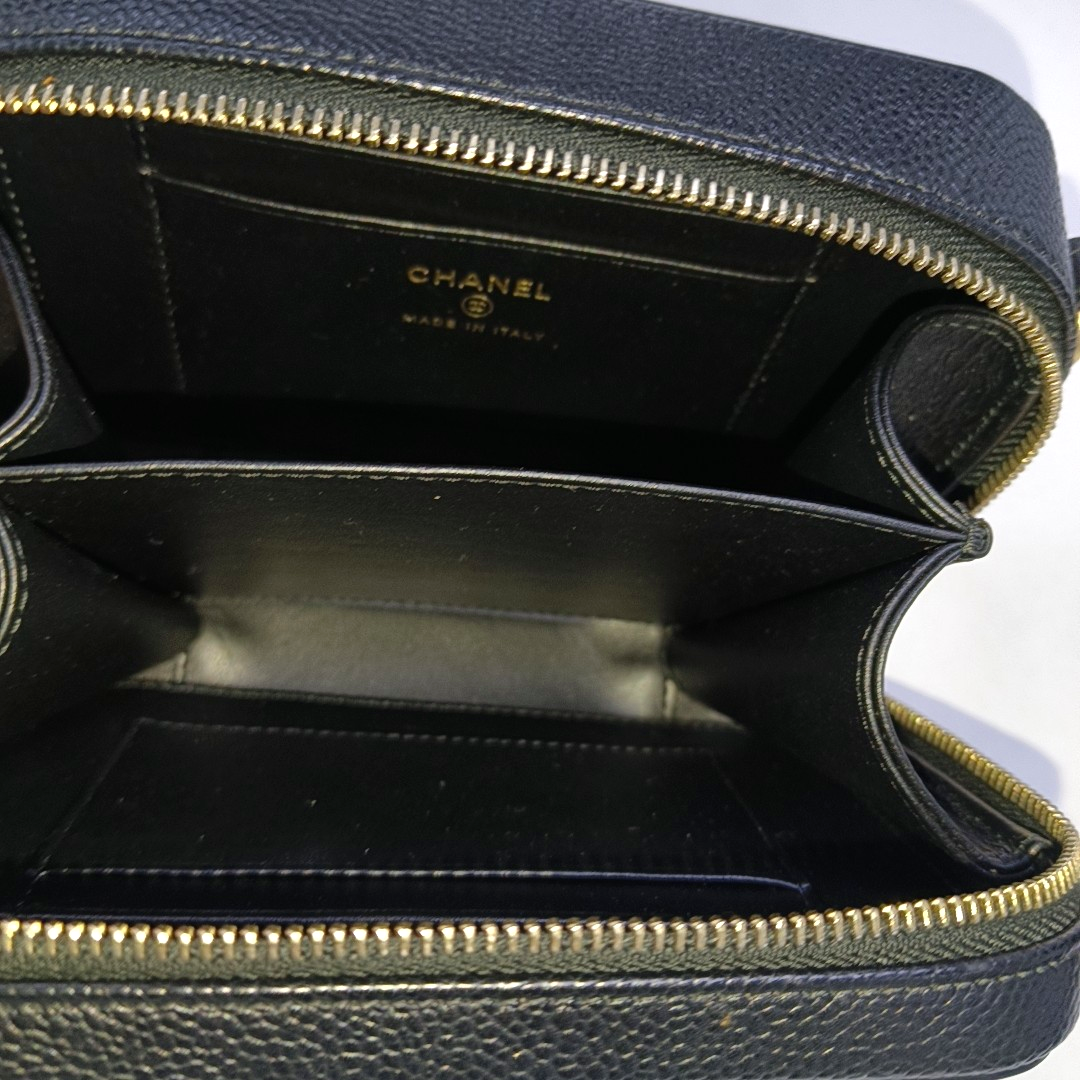 CHANEL FILIGREE black leather quilted diamond pattern crossbody bag shoulder bag gold hardware 27 opening-(SKU)-947863441