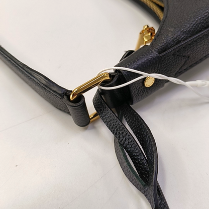 LOUIS VUITTON SAC PLAT Black Calfskin Monogram Embossed Crossbody Shoulder Bag with Golden Hardware, Pockets-(SKU)-961133790