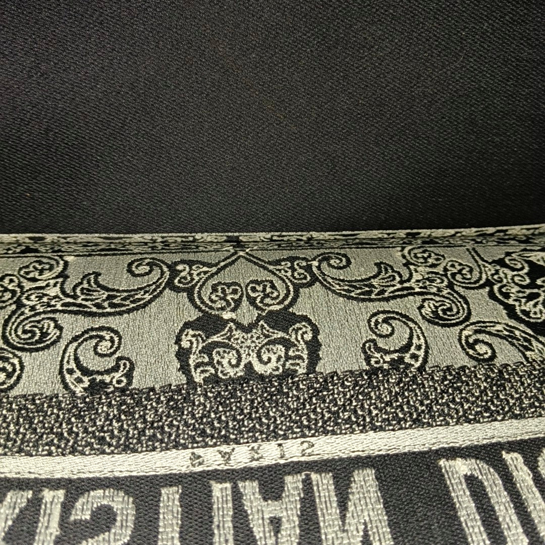 DIOR Book Tote Medium Black Canvas Embroidered Handbag-(SKU)-970100045