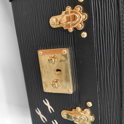 LOUIS VUITTON PETITE MALLE Black EPI Calfskin Water Ripple Pattern Crossbody Shoulder Bag Gold Hardware Removable Shoulder Strap-(SKU)-968078089