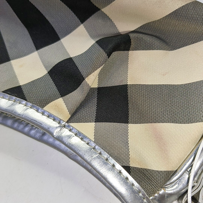 BURBERRY Gray Nylon Single Shoulder Bag, Handbag Black hardware Removable shoulder strap-(SKU)-951639021