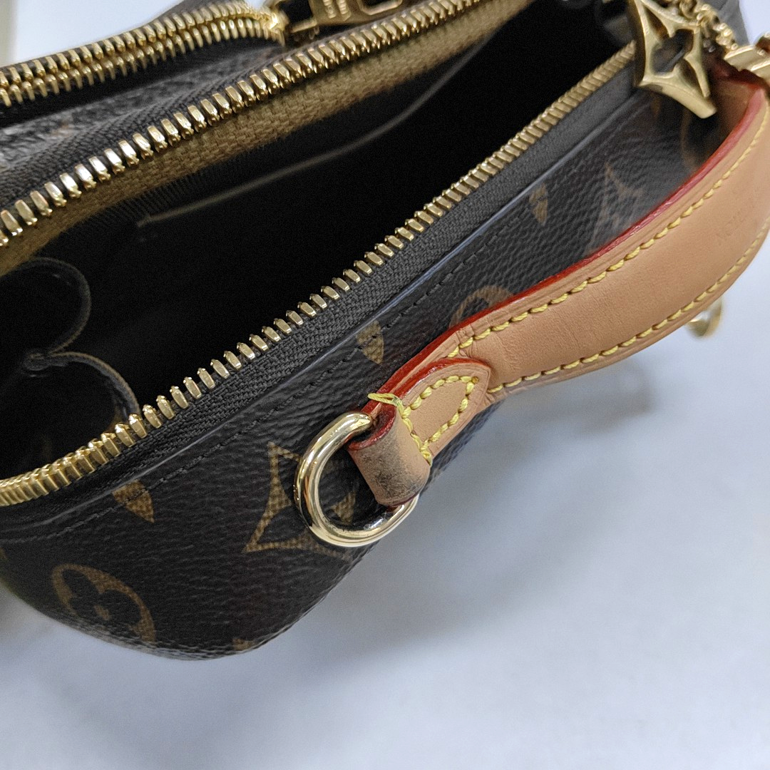 LOUIS VUITTON UTILITY Brown Coated Canvas Monogram Camera Bag Shoulder Bag Tote Bag Gold Hardware Removable Strap-(SKU)-950345496