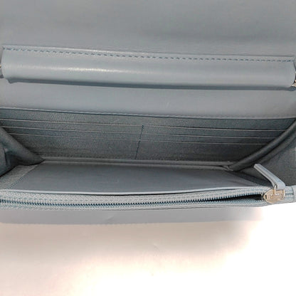 CHANEL WOC Blue Calfskin Patent Leather Chevron Single Shoulder Bag with Shoulder Strap and Silver Hardware-(SKU)-970647926