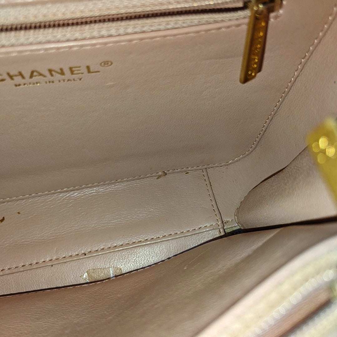 CHANEL FILIGREE Medium Beige Quilted Lambskin Shoulder Bag, Gold Hardware, 24 Flap-(SKU)-968247914