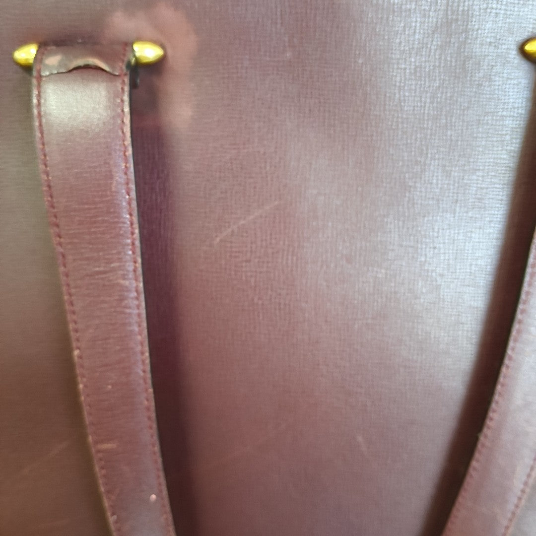 Cartier Tote bag Burgundy Cowhide Studs Shoulder Bag Handbag Golden hardware-(SKU)-12225119