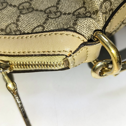 GUCCI GG Supreme Khaki Coated Canvas Monogrammed Single Shoulder Bag Tote Golden hardware Removable shoulder strap-(SKU)-944985050